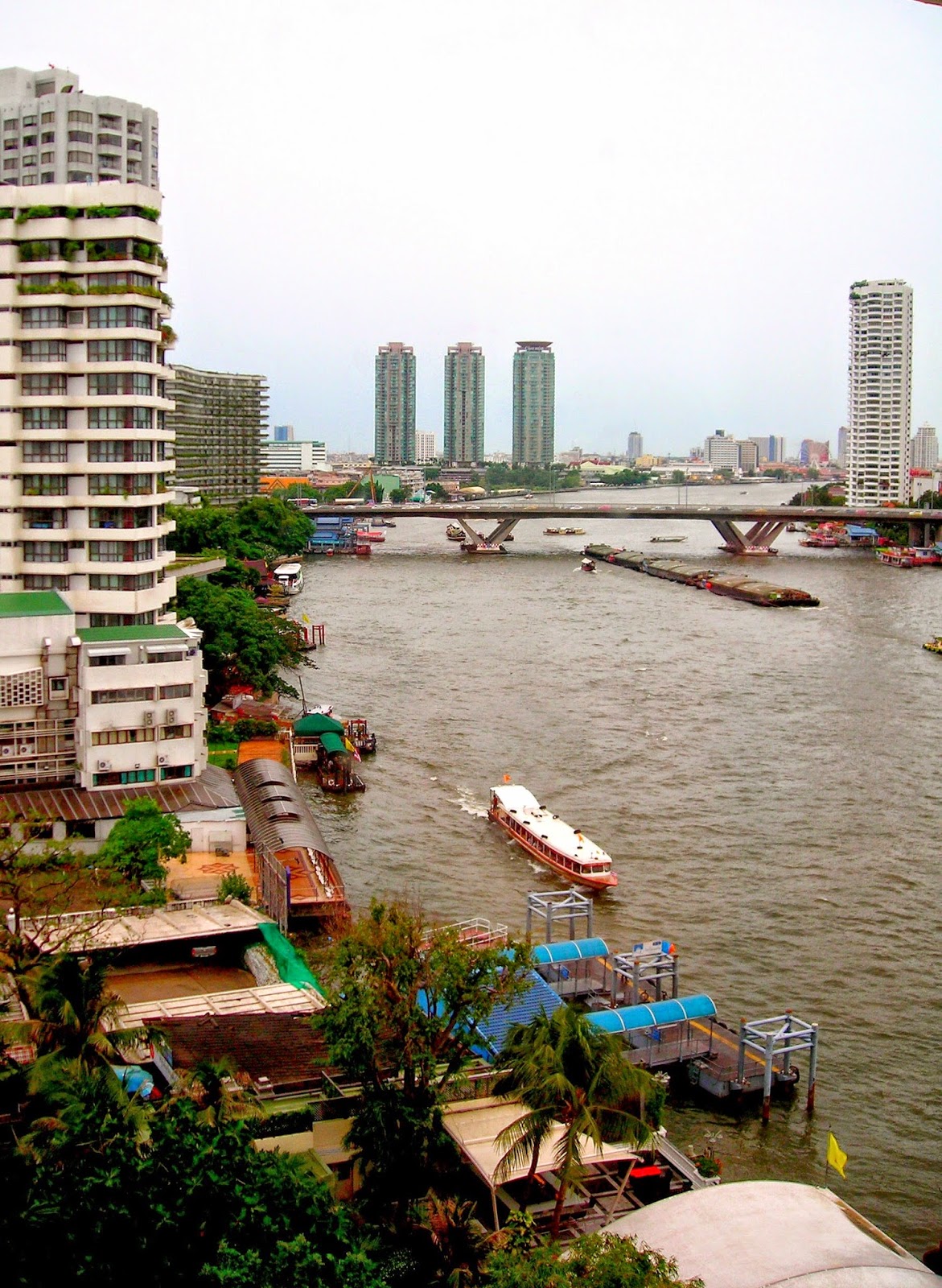 The Chao Phraya River flowing through the city of Bangkok 