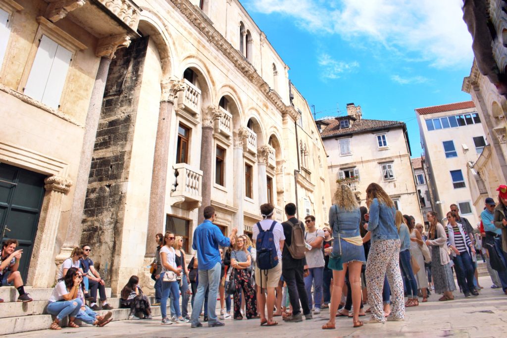 Tourists Visiting the old town of Split