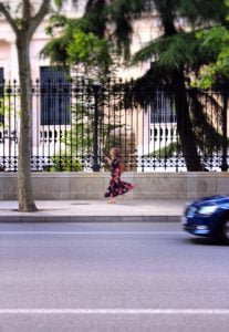 A woman taking a stroll in the city