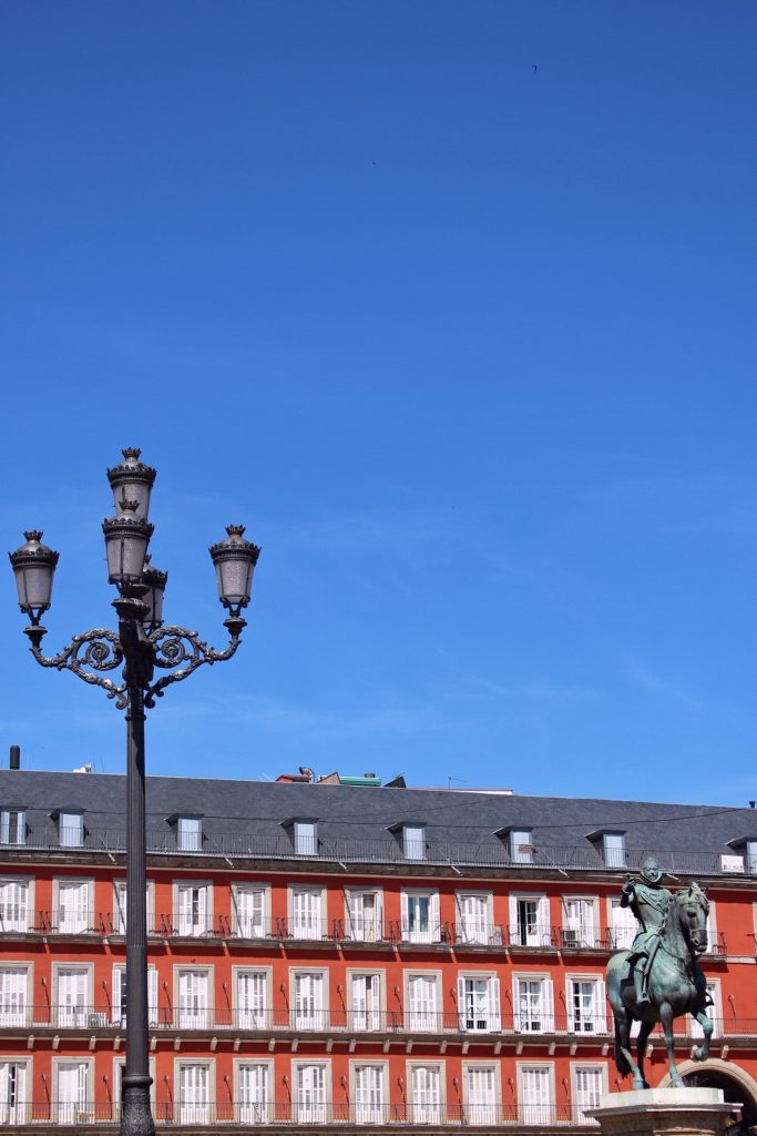 Buildings festooned on Plaza Mayor