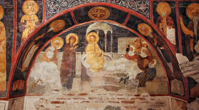 medieval frescoes on the wall