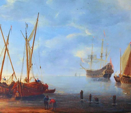 A painting of old merchant's ships