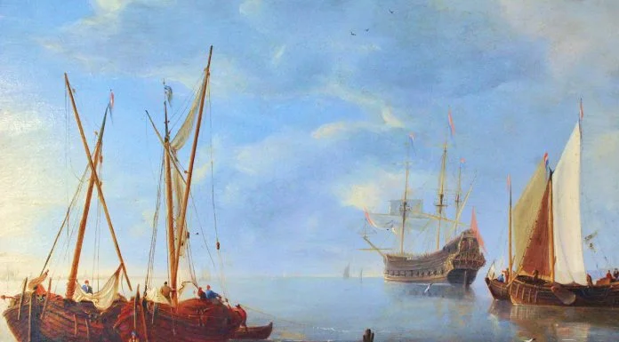 A painting of old merchant's ships