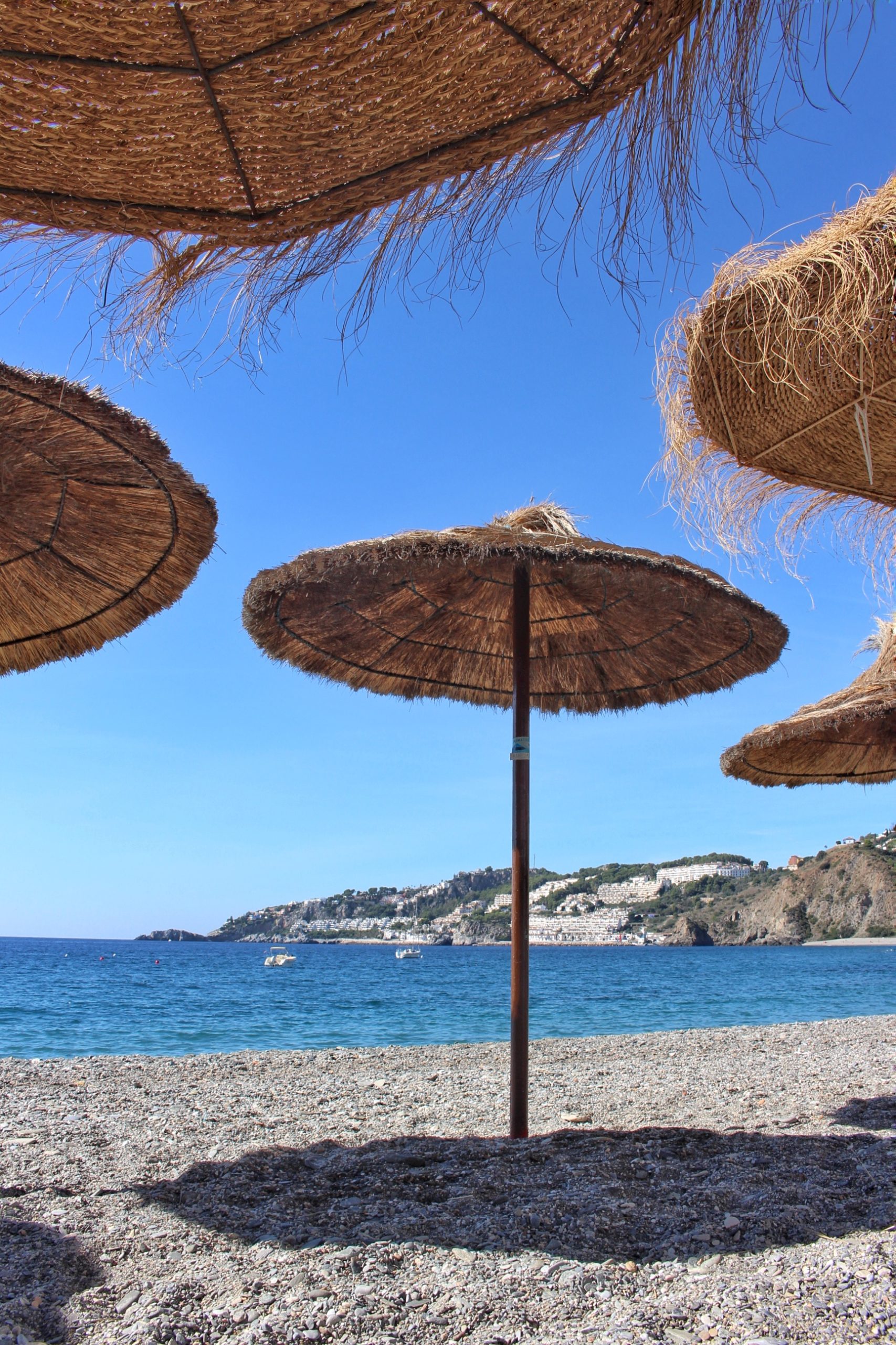 Beach parasols on the Spanish southern coast 