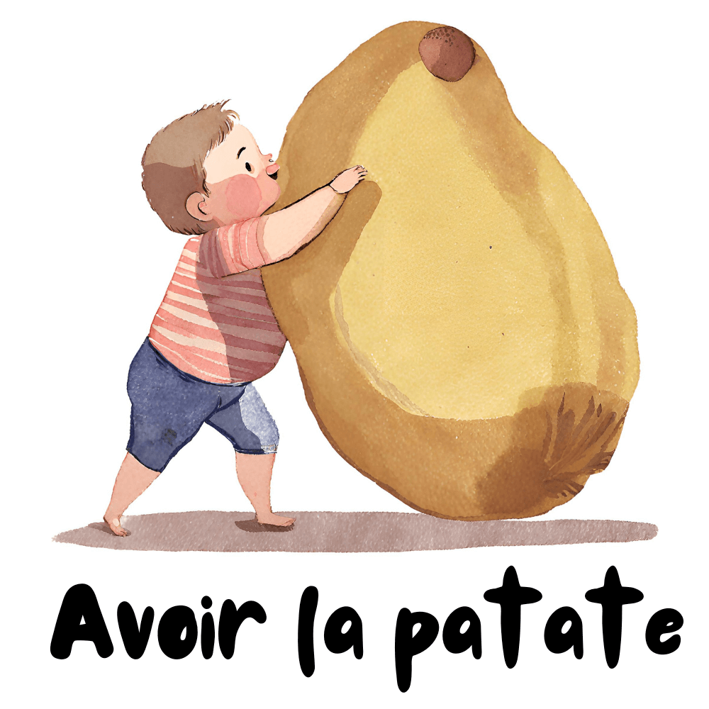 A boy lifting a giant potato