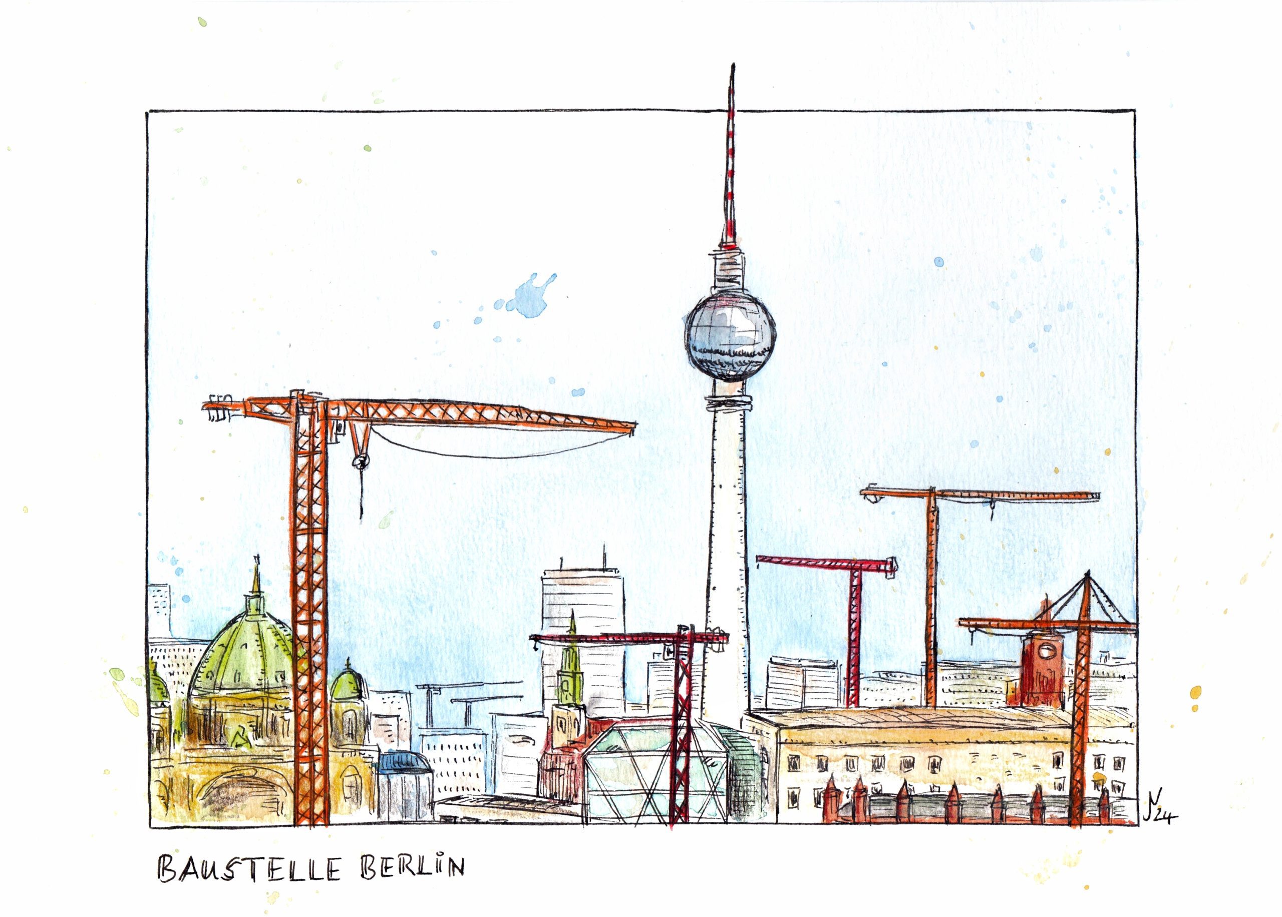 An illustration of the City of Berlin by Jens Notroff for Flying Baguette