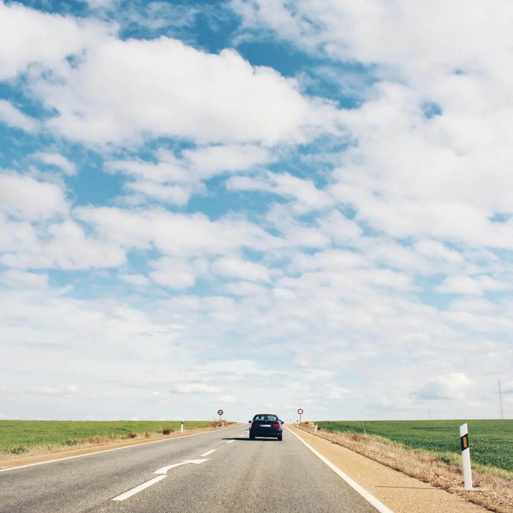 A solitary car on the road