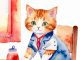 A cat dressed in doctor's uniform