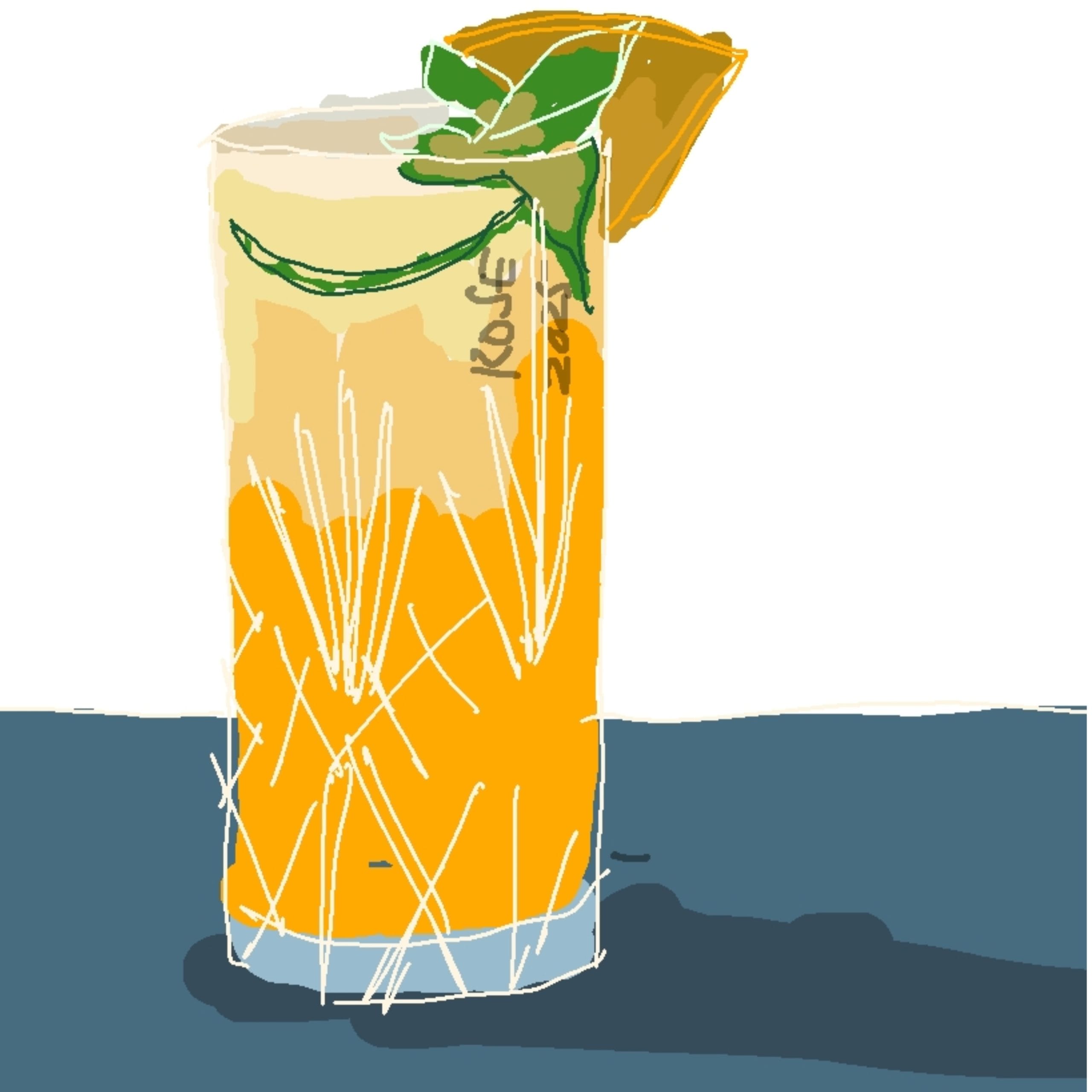 A glass of pineapple mojito